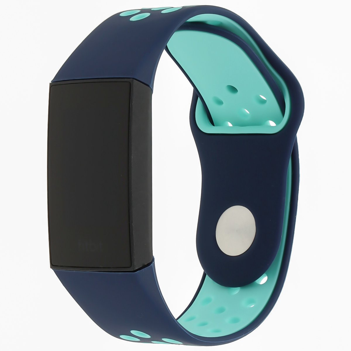 Fitbit Charge 3 & 4 siliconen DOT bandje - Mint / Blauw (Large) - Fitbit charge bandjes