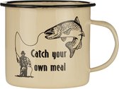 Fosco Emaille Mok Catch Your Own Meal beige