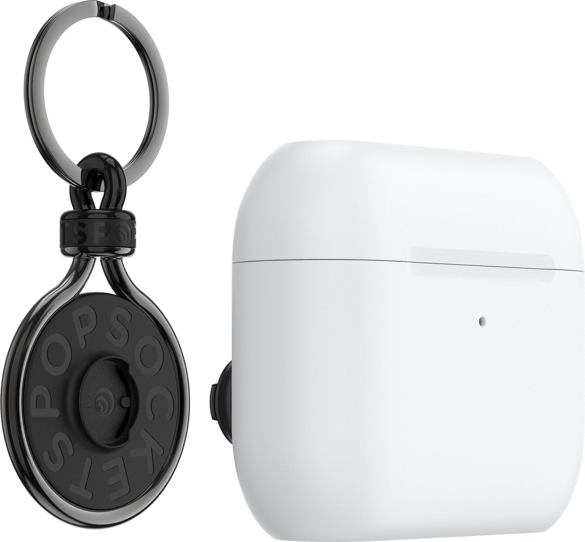 PopSockets PopChain Sleutelhanger en Houder compatibel met Apple AirPods® (Pro) - Telefoonaccessoires - Gunmetaal en Wit