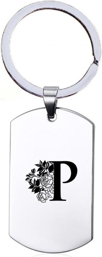 Porte-clés en acier inoxydable - Lettre avec Bloem - P