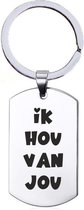 Sleutelhanger RVS - ik Hou Van Jou - Valentijn / Liefde Kado