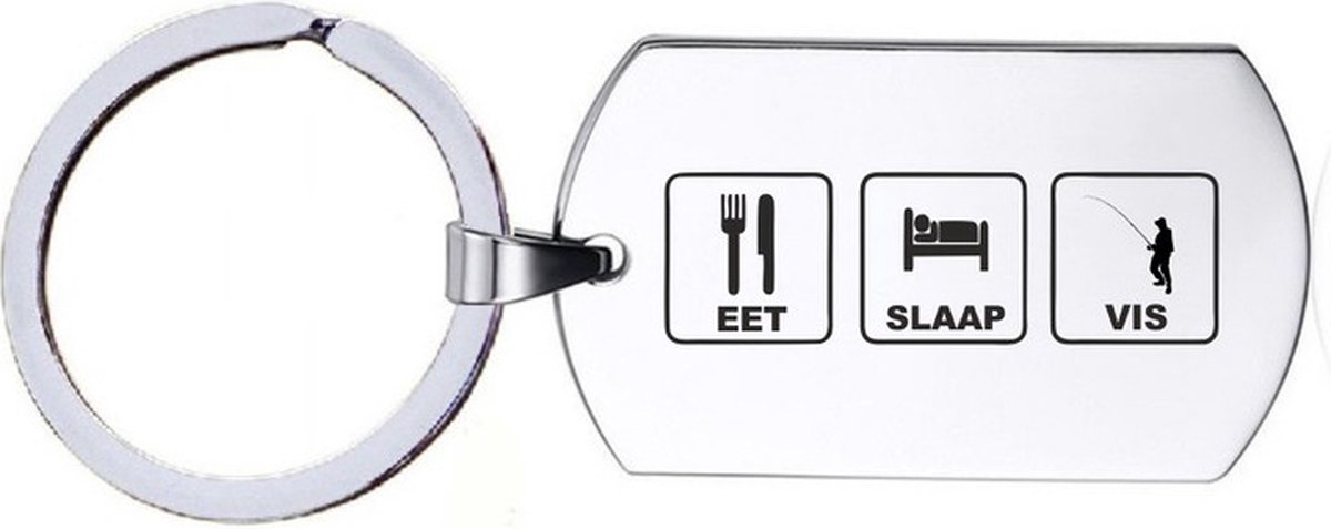 Sleutelhanger RVS - Eet Slaap Vis