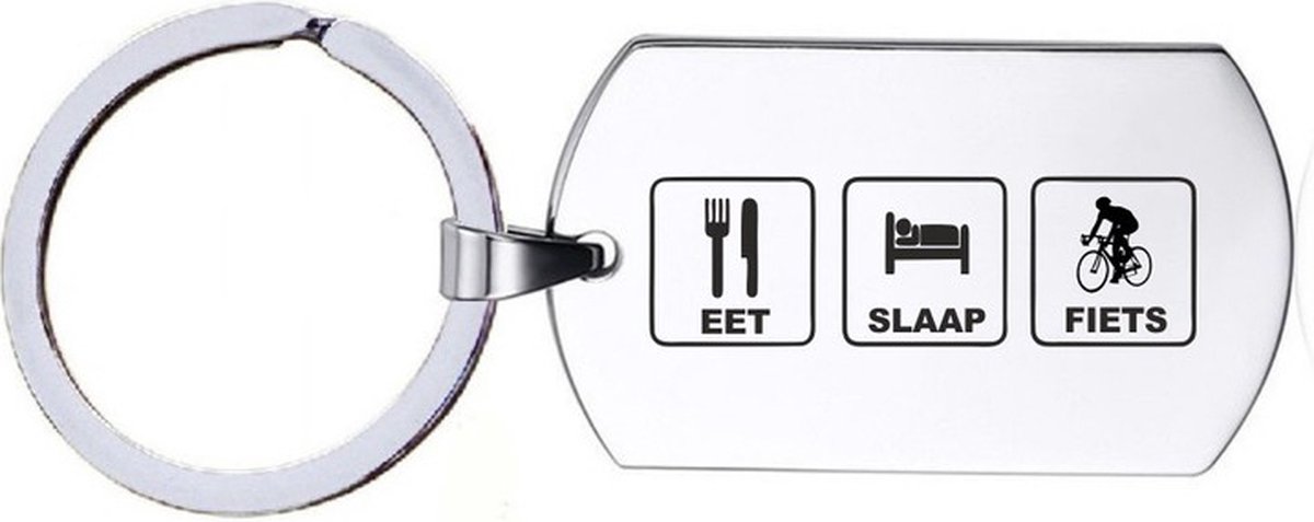 Sleutelhanger RVS - Eet Slaap Fiets