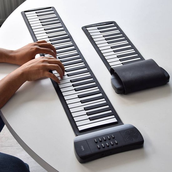 MikaMax Keyboard - Piano numérique - 61 touches - 16 sons d'instruments - Fonction d'enregistrement - Haut-parleur intégré - Incl. Sac de rangement – Clavier enroulable