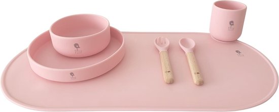7 delige set Siliconen Kinderservies set ( Blush ) - Eetset - Kinder Servies - Baby Servies - Antislip BPA vrij - Onbreekbaar - Giftset - Kraamcadeau - Babyshower - Siliconen Kinderbestek - siliconen servies baby set- Cadeau van Little Chantelle — afbeelding 4