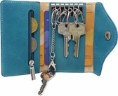 Pochette pour clés en cuir Su.B - Porte-clés - Pochette pour clés avec porte-cartes et poche zippée pour les pièces - Organisateur de clés - Porte-clés - Turquoise