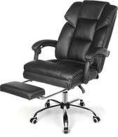 Bureaustoel Ergonomisch ontwerp - met 150° verstelbare brede zitting - Intrekbare voetensteun - Zwart