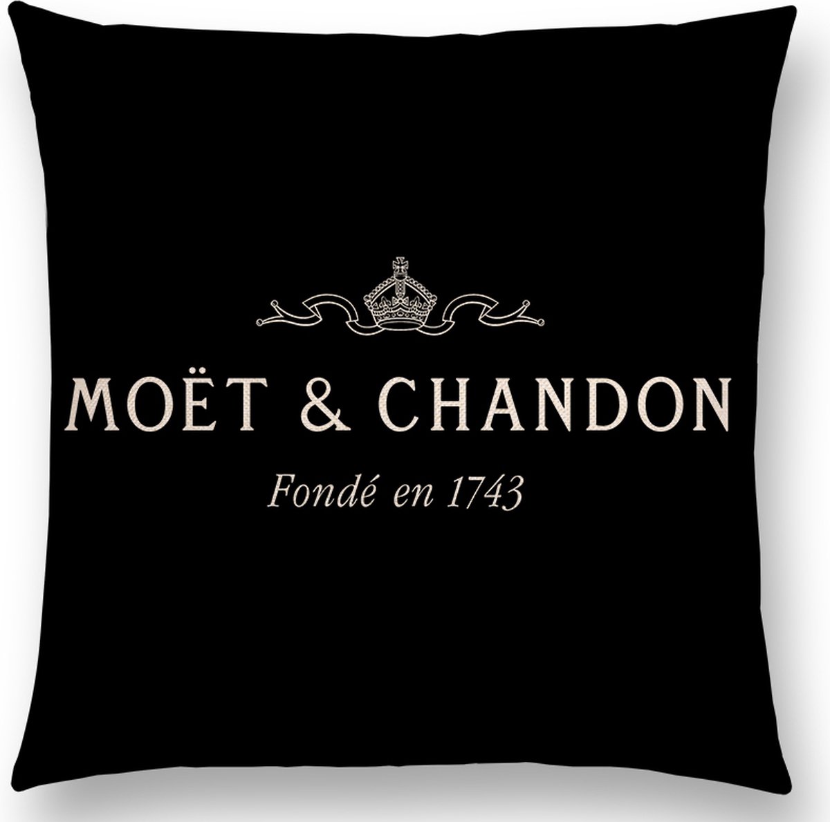 Moët & Chandon - Kussen - Zwart - Champagne - Kussensloop - 45X45 CM - Linnen - Auto - Decoratie - Boot - Hotel - DUBBELZIJDIG