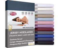 Double Jersey Hoeslaken - Hoeslaken  120x200+30 cm - 100% Katoen  Antraciet