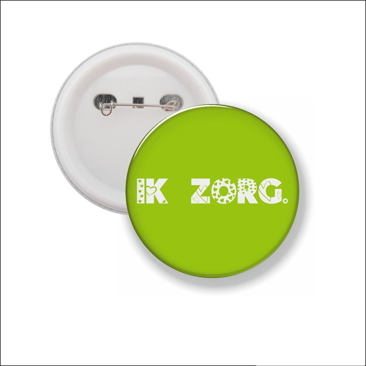 Button Met Speld 58 MM - Ik Zorg - Lime