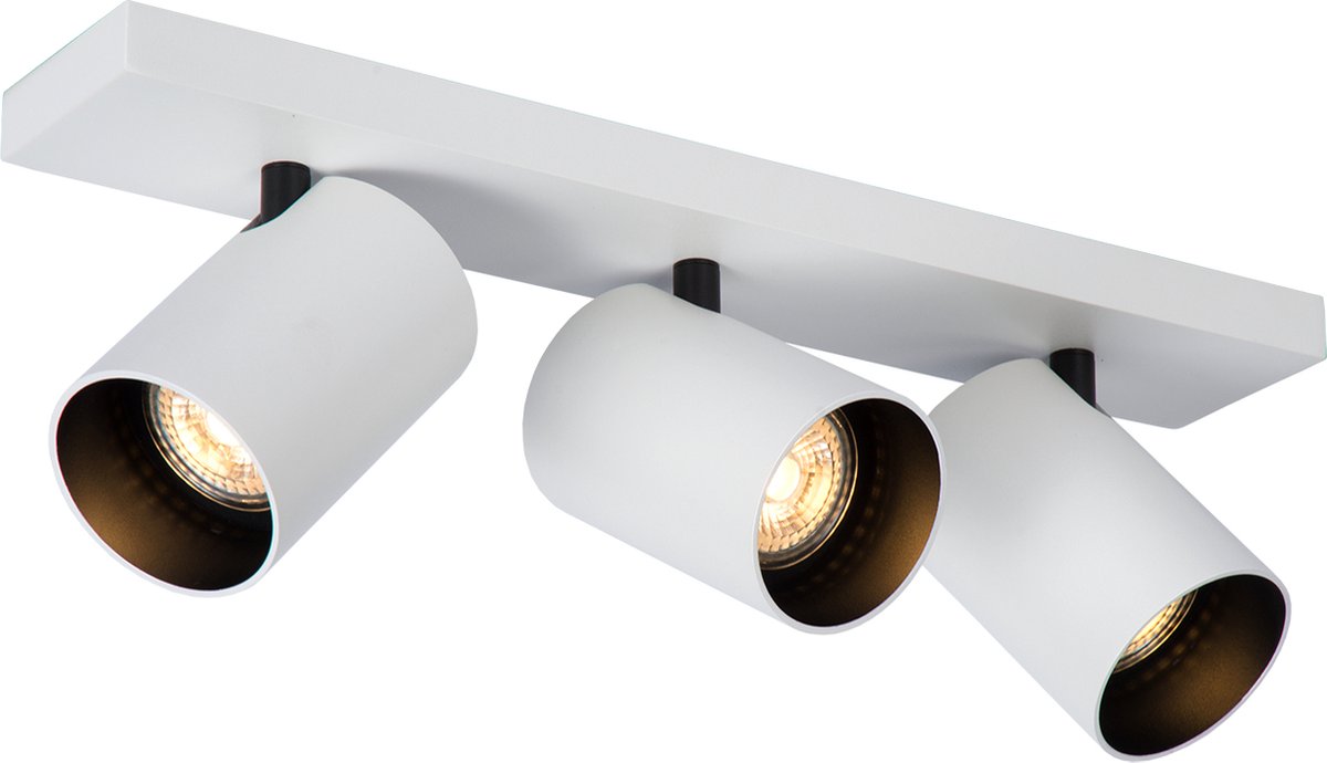 Atmooz - Plafondspots Plafondlamp Nuo 3 - Opbouwspot - 3 lichtbronnen - Wit - Slaapkamer / Woonkamer - Industrieel - Hoogte 12cm - Metaal