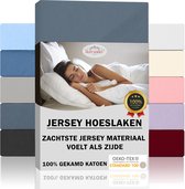 Silky Jersey  Zijdezachte Jersey Hoeslaken Strijkvrij 100% Gekamd Katoen - 120x200+30 cm- Antraciet