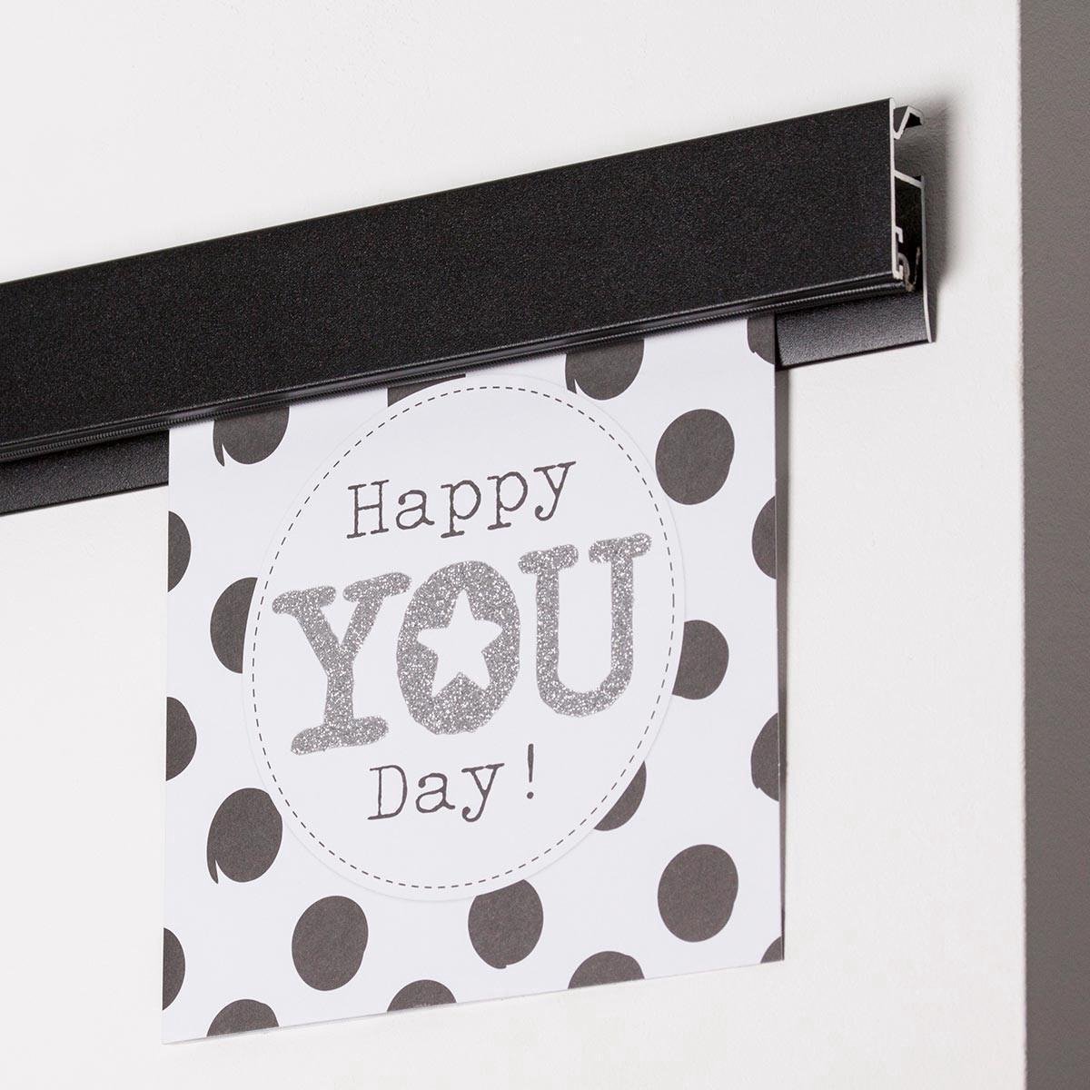 STAS Ophangsysteem - Papergrip - Kaarten Houder - Fotorek - Kaartenrek - Fotohouder - Fotoclip - 50 cm / Zwart