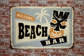 Wandbord - Beach bar - Metalen wandbord - Mancave - Mancave decoratie - Tiki - Metalen borden - Metal sign - Bar decoratie - Tekst bord - Wandborden – Bar - Wand Decoratie - Metalen bord - UV beste