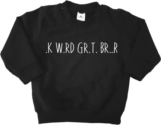 Sweater grote broer-zwart-ik word grote broer zonder klinkers-Maat 92