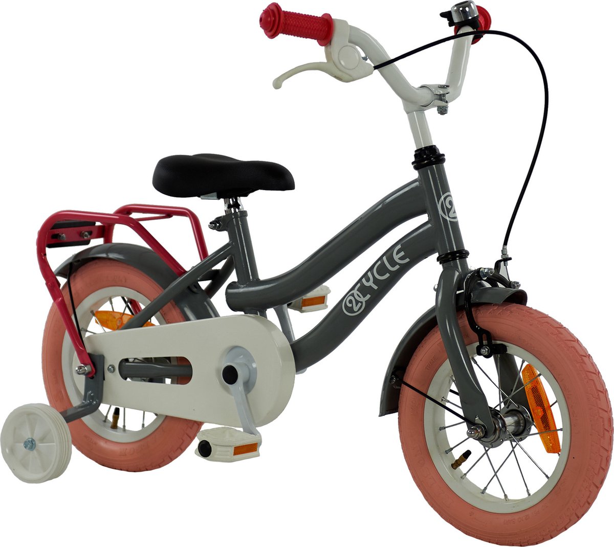 2Cycle Pretty - Kinderfiets - 12 inch - Grijs-Roze - Meisjesfiets | bol.com