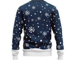 JAP Christmas Kersttrui (maat L) - 100% Gerecycled - Kriebelt niet - Kerstcadeau volwassenen - Foute Kersttrui dames en heren - Rudolf het Rendier - Donker blauw