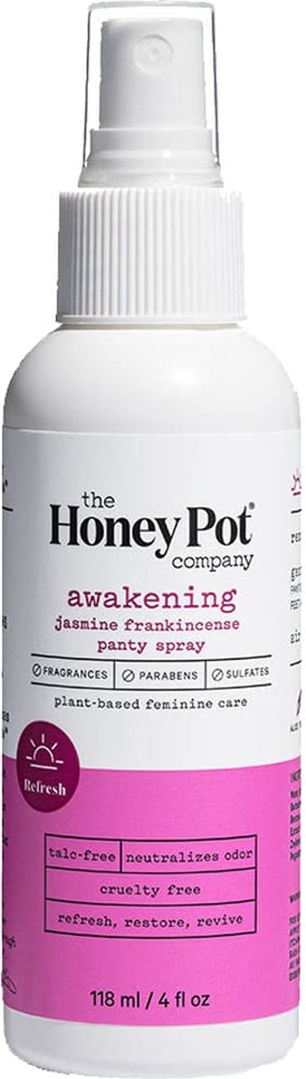 The Honey Pot Company - Geen parabenen - Geen geuren - Awakening Jasmine frankincense panty Spray - 118 ml