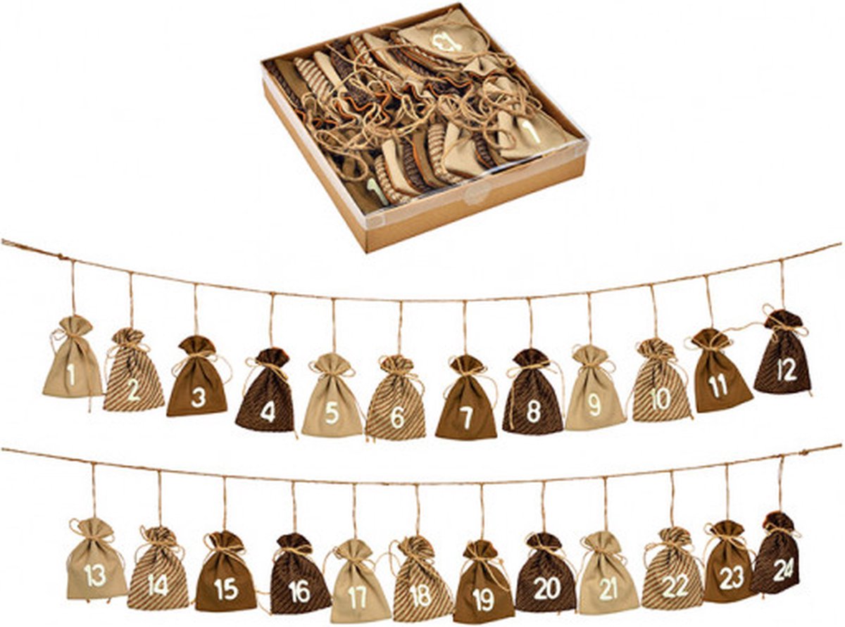 G. Wurm - Adventskalender - Tasjes -  9x13cm - Bruine