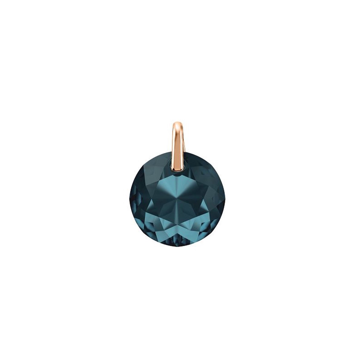 MY iMenso Roségoudkleurige Creoli Tonda Hanger met Donkerblauw Kristal