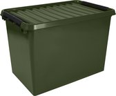 Sunware - Q-line opbergbox recycled 72L groen zwart - 60 x 40 x 42 cm