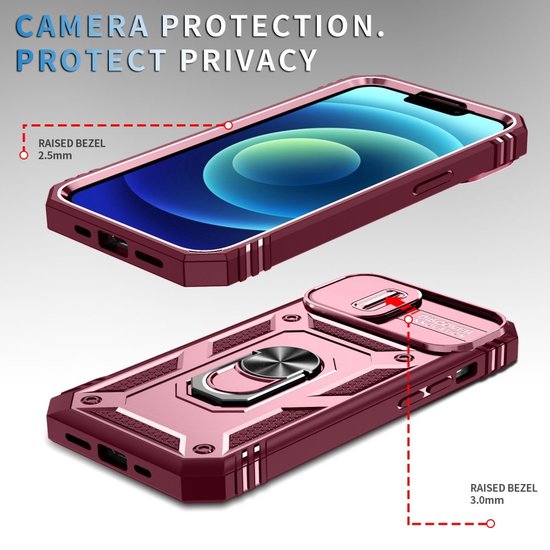 Ring Kickstand with Camera Shield - Coque pour iPhone 14 - Rose
