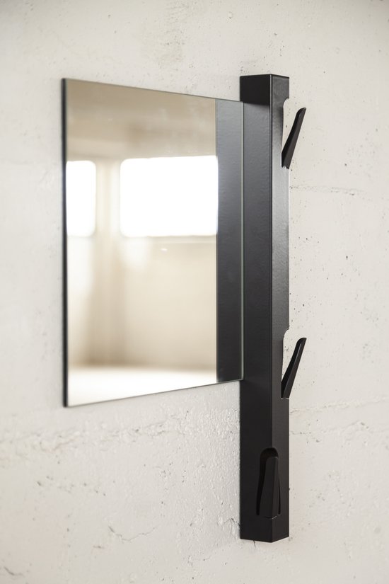 Coatrack by the meter door Maarten Baptist voor Vij5 - 50cm met spiegel (30 x 30) - zwart