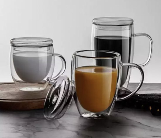 Glazen Beker Dubbelwandige Thee Glas - 6 Glazen - Theeglazen Geïsoleerde Koffiemok Dubbel Theeglas - 250 Ml