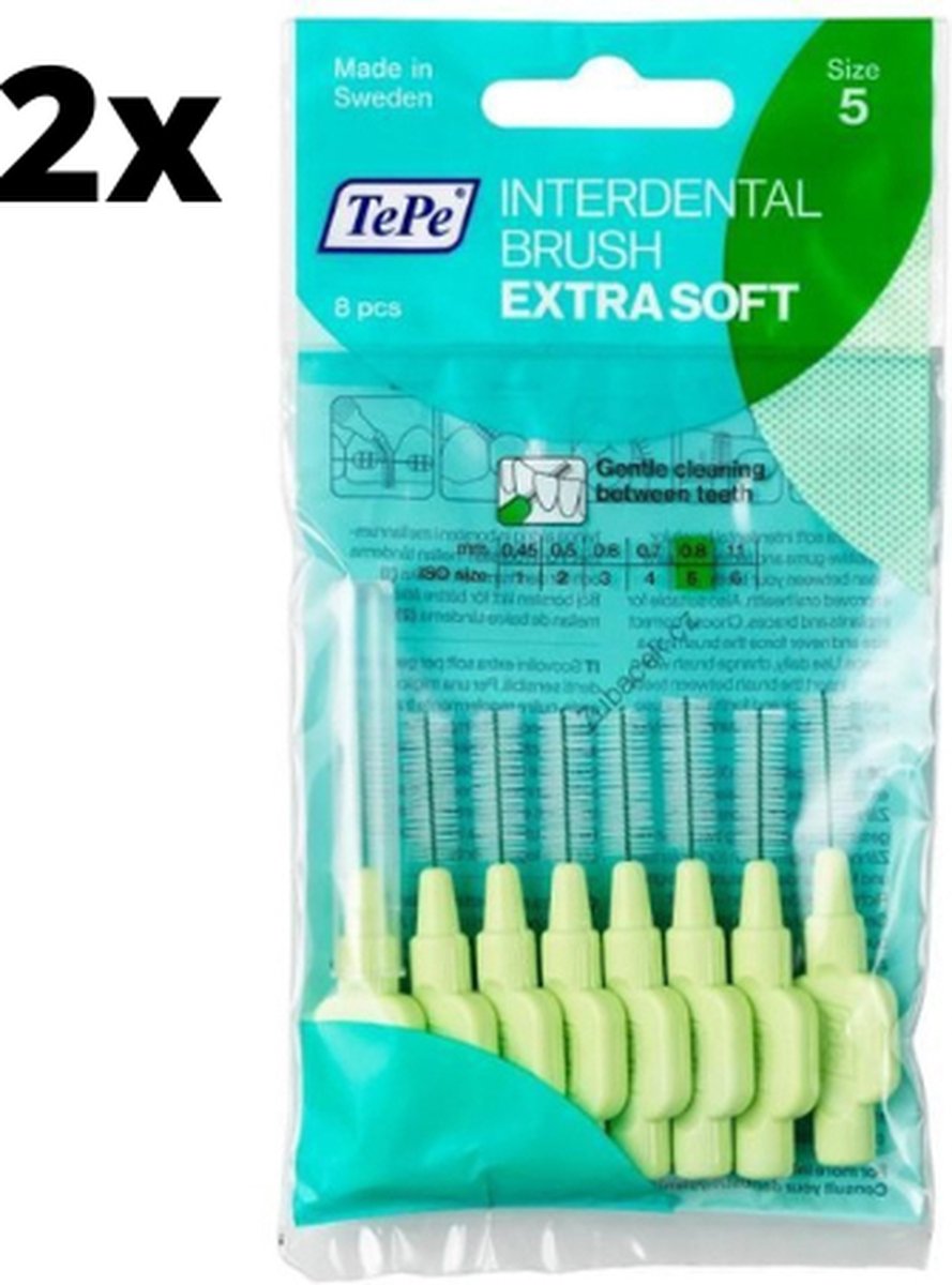 Goedkoopste TePe Extra Soft Lichtgroen 0,8mm - 2 x 8 stuks - Voordeelverpakking