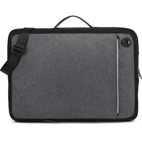 Laptophoes/Laptoptas 15,6 inch - Laptop tas Schoudertas - Waterafstotend -  zwart/grijs | bol.com
