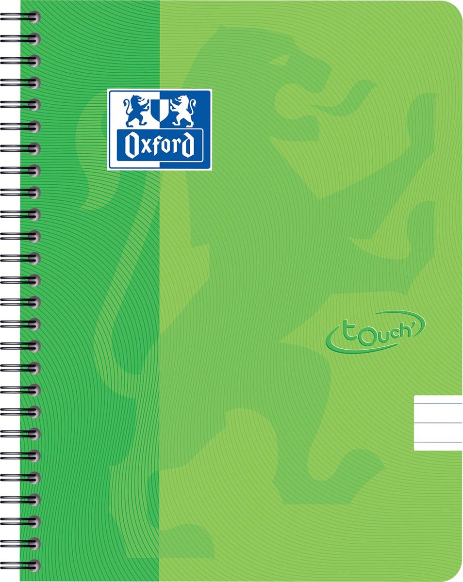 Oxford School Touch spiraalblok, ft A5, 140 bladzijden, gelijnd, groen (lime) 5 stuks