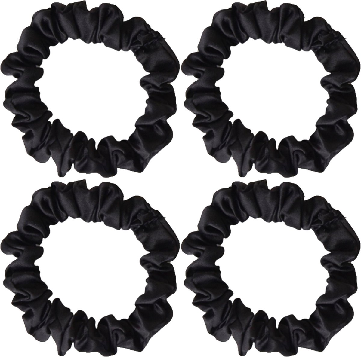 4 x Scrunchie Haarelastiek - Zwart - Elastiek - Haaraccessoires