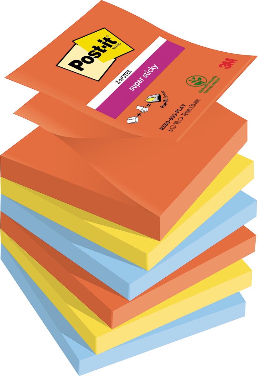 Memoblok 3m post-it z-notes r330-6ss-play | Pak a 6 stuk