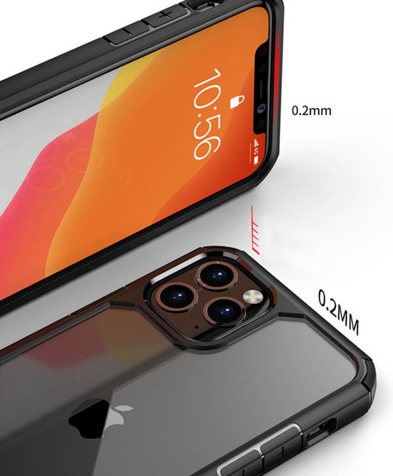 IYUPP Hoesje Geschikt voor iPhone 14 Pro Hoesje - Shockproof Back Cover - Zwart Transparant