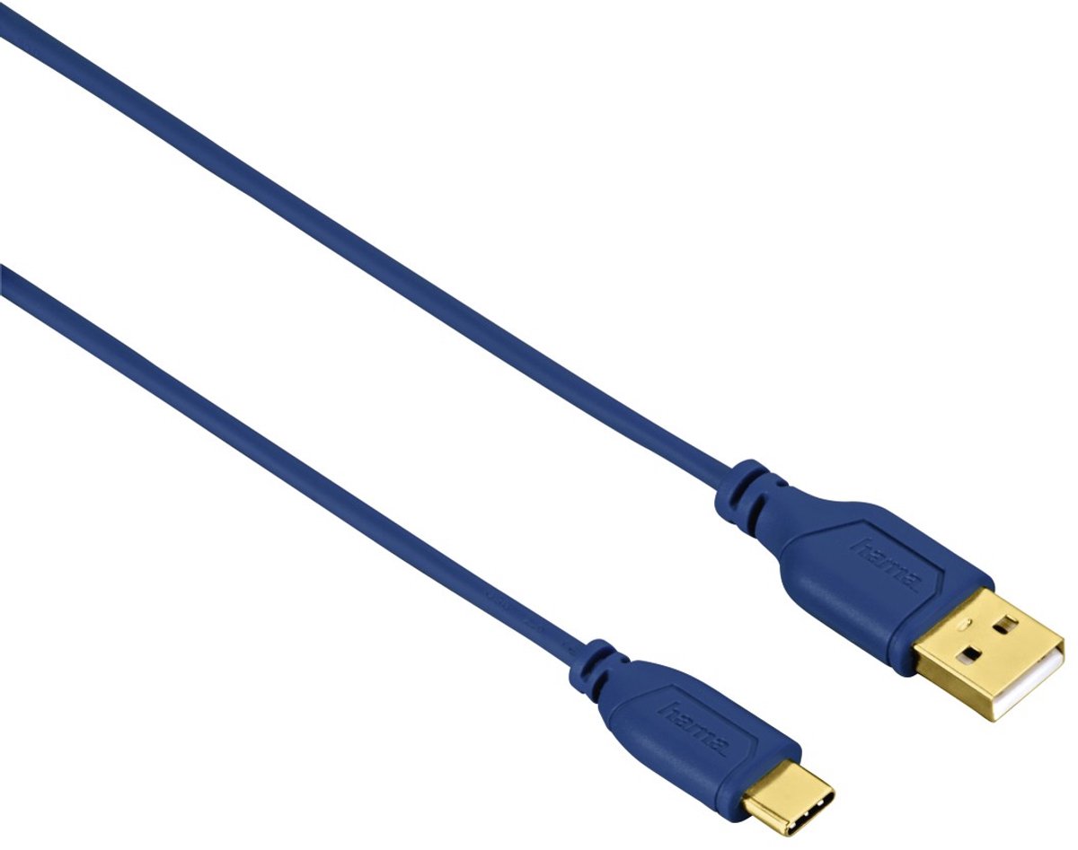 Hama 0.75m, USB2.0-C/USB2.0-A USB-kabel 0,75 m USB C USB A Blauw
