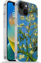 Geschikt voorApple Iphone 14 - Softcase hoesje - Amandelbloesem - Vincent van Gogh - Siliconen Telefoonhoesje