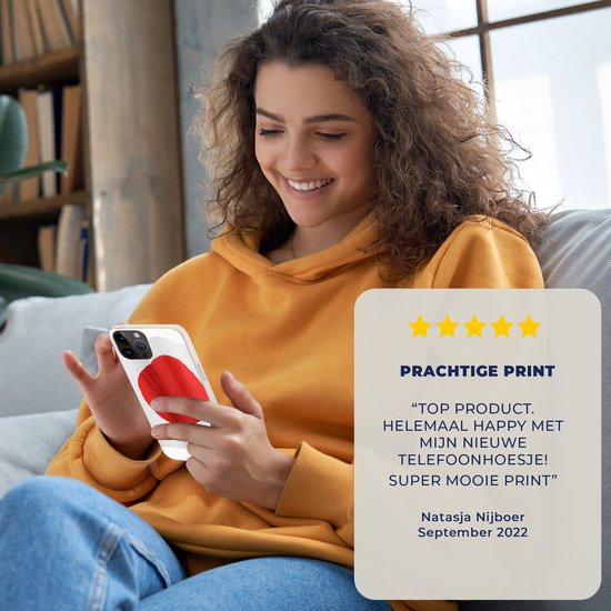 Telefoonhoesje Geschikt voor Apple Iphone 14 Pro hoesje - De vlag van Japan op een witte achtergrond - Siliconen Telefoonhoesje Telefoonhoesje