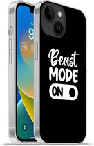 Geschikt voorApple Iphone 14 - Softcase hoesje - Spreuken - Quotes - Beast mode on - Siliconen Telefoonhoesje