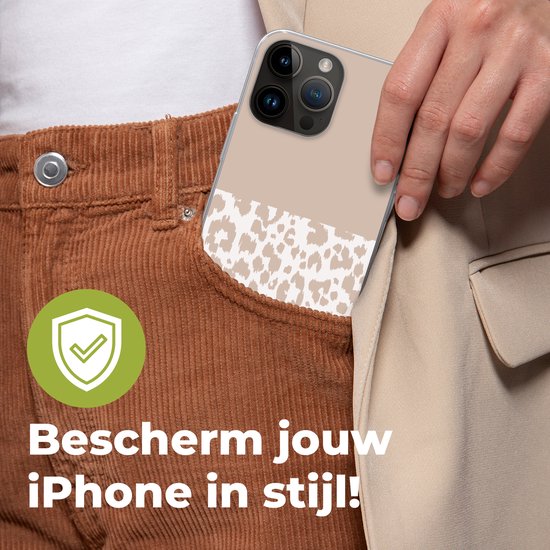 Coque de téléphone compatible avec Apple iPhone 14 Pro Max - Motif léopard - Rose - Animaux - Coque en Siliconen