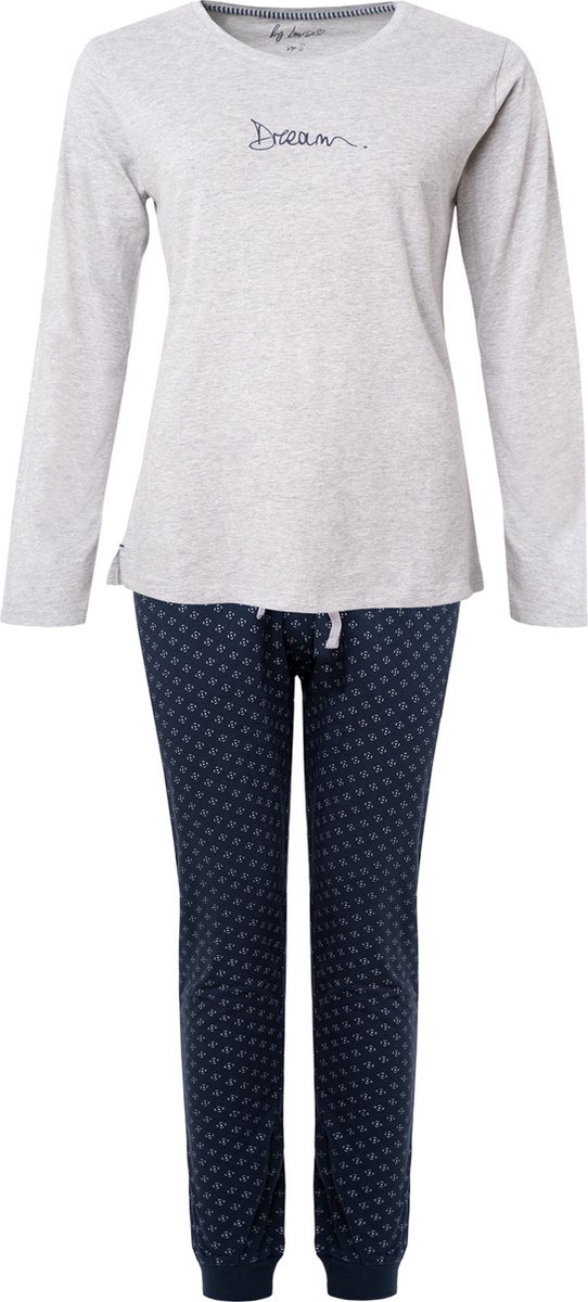 By Louise Essential Dames Pyjama Set Lang Katoen Grijs - Maat XL