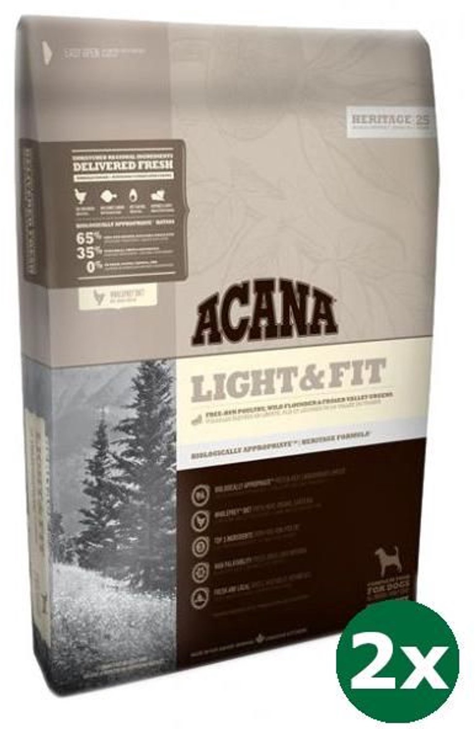 2x11,4 kg Acana dog light & fit hondenvoer