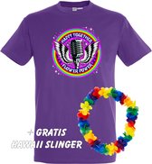 T-shirt Happy Together Flower Power | Love for all | Gay pride | Regenboog LHBTI | Paars | maat XS