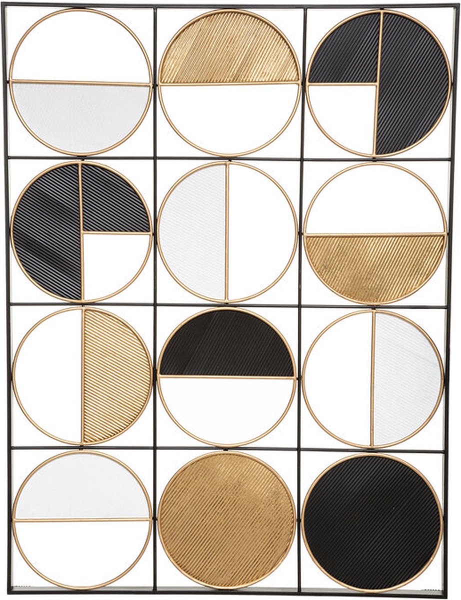 Art deco wanddecoratie cirkels 3 kleuren ijzer 76 x 1015 cm