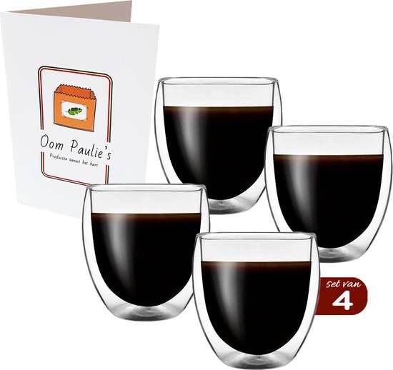 Verres à café double paroi - 150 ml x 4 pièces - Tasses à café double paroi  - Verres à thé | bol.com