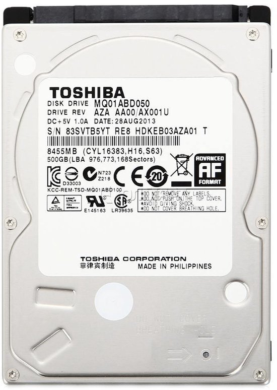 Toshiba MQ01ABD050 500GB - Interne Harde Schijf / 2.5 inch / SATA 2