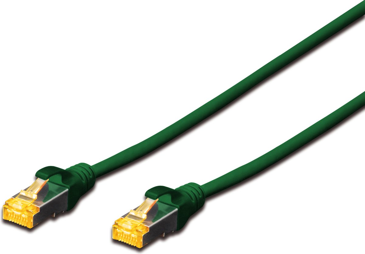 Digitus DK-1644-A-005/G RJ45 Netwerkkabel, patchkabel CAT 6A S/FTP 0.50 m Groen Halogeenvrij, Verdraaide paren, Snagless, Vlambestendig 1 stuk(s)