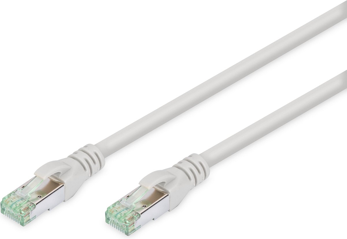Digitus DK-1844-020 RJ45 Netwerkkabel, patchkabel CAT 8.1 S/FTP 2.00 m Grijs Vlambestendig, Folie afscherming, Afscherm