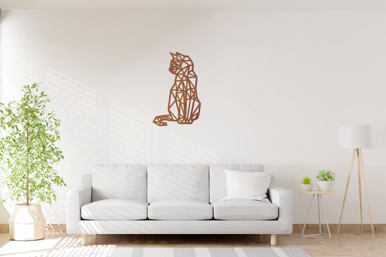 Warm - Geometrische Kat - Big - Wanddecoratie - Lasergesneden - Geometrische dieren en vormen - Houten dieren - Muurdecoratie - Line art - Wall art