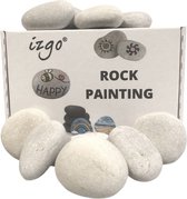 Premium Happy Stones EXTRA LARGE - Wit - 10 stuks XL - Beach Pebbles - ZEER GROTE Ronde en gladde stenen - Keien beschilderen - Schilderen van steentjes