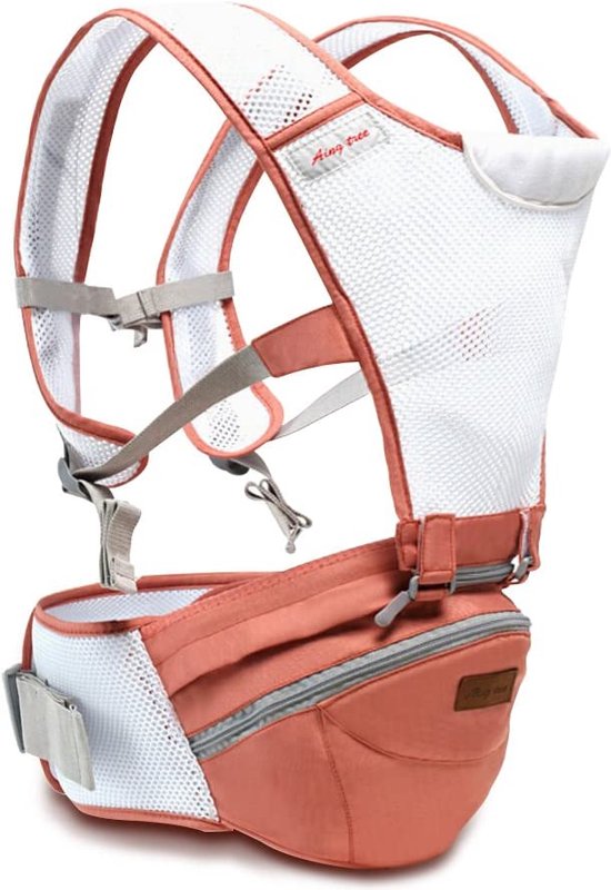SONARIN Hipseat 3-in-1 multifunctionele babydrager, babydrager, voor- en achterkant, 100% katoen, ergonomisch, vrije maat, blauw